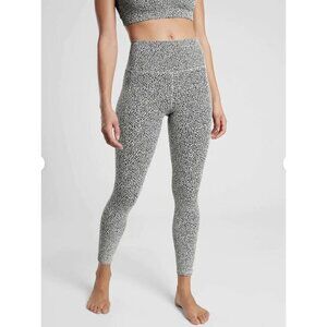 Athleta Salutation Stash II Textured Tight Leggings Leopard Black White Medium